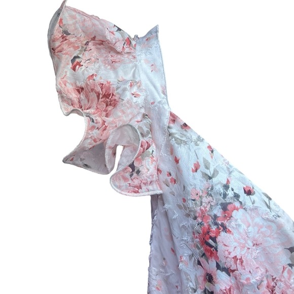 Lulus Dress Burnout Floral Lace Tiered Ruffle White Pink XL Maxi Romantic XL NEW - Picture 4 of 12